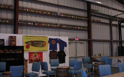 Tasting Area with Bottle Collection on wall behind